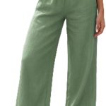Calça feminina de perna larga casual solta leve com cordão