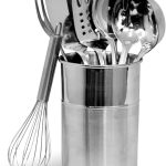 Chef Craft - Conjunto de 8 utensílios de cozinha de aço inoxidável com suporte de utensílios