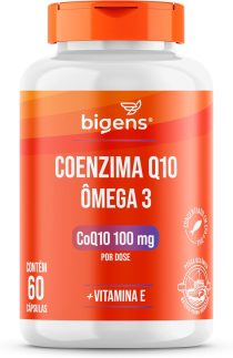 Coenzima Q10 100mg + Ômega 3 + Vitamina E, 60 Cápsulas, Bigens