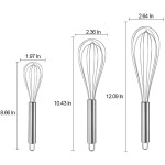 Conjunto de 3 batedores de aço inoxidável, conjunto de utensílios de cozinha de 20,3 cm, 25,4 cm, 30,5 cm, batedeiras, utensílios de cozinha, utensílios de cozinha, prata - Imagem 2