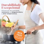 Conjunto de Utensílios de Cozinha, 12 Peças, Silicone e Madeira, Design Ergonômico, Antiderente e Resistente ao calor (Caqui) - Imagem 2