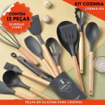 Conjunto de Utensílios de Cozinha Em Silicone E Nylon - Resistentes Ao Calor Para Preparo de Alimentos e Organização da Bancada