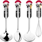 Conjunto de Utensílios de Cozinha em Inox Resistente - 4 Peças Original Cook com Concha, Colher, Escumadeira e Batedor de Clara