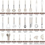 Conjunto de utensílios de cozinha - 33 peças antiaderentes de silicone com cabo de aço inoxidável - Imagem 2