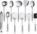 Conjunto de utensílios de cozinha de aço inoxidável Maphyton, 11 peças testadas pela FDA com espátula, 11pcs, Silver Cooking, 11