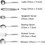 Conjunto de utensílios de cozinha de aço inoxidável Maphyton, 11 peças testadas pela FDA com espátula, 11pcs, Silver Cooking, 11 - Imagem 2