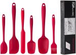Conjunto de utensílios de cozinha, utensílios de cozinha de silicone, ferramenta de cozinha não pegajosa, para cozinhar em casa, antiaderente para fritar, mexer e servir - 6 peças, vermelho