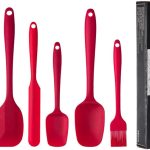 Conjunto de utensílios de cozinha, utensílios de cozinha de silicone, ferramenta de cozinha não pegajosa, para cozinhar em casa, antiaderente para fritar, mexer e servir - 6 peças, vermelho