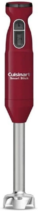 Cuisinart Liquidificador manual, Smart Stick de 2 velocidades – Potente e fácil de usar, liquidificador de imersão em bastão para batidas, vitaminas, purê, comida de bebê, sopas e molhos, vermelho