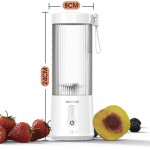 DENOKIN Liquidificador portátil de 473 ml, liquidificador pequeno sem fio tamanho pessoal para shakes e smoothies com 6 lâminas para cozinha, casa, viagem - Imagem 2