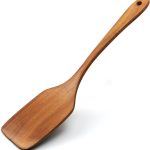 Espátula de cabeça quadrada para frigideiras antiaderentes, utensílio de cozinha de madeira para virar e servir, ferramenta de cozinha sólida para fritar e assar, 30 x 6 cm