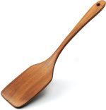 Espátula de cabeça quadrada para frigideiras antiaderentes, utensílio de cozinha de madeira para virar e servir, ferramenta de cozinha sólida para fritar e assar, 30 x 6 cm