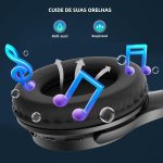 Fone De Ouvido Bluetooth 5.4 Headphone Sem Fio Fone Corrida Academia Com Cancelamento de Ruído On-ear com Microfone HD, Cancelamento de Ruído, Compatível com PC e Smartphone (Preto)