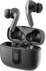 Fone de Ouvido Bluetooth 5.4, 40H de Reprodução, Intra-Auricular Esportivo com Microfone, Display LED, Cancelamento de Ruído, IPX5, True Wireless Estéreo para Android e IOS (Preto)