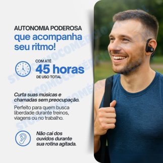 Fone de Ouvido Bluetooth 5.4, Design Esportivo Ergonômico Ideal Para Esportes Corridas Atividades Físicas, à Prova D'Água, 45h de Bateria, Com Microfone Embutido, Videogame IPhone Android Premium