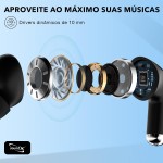 Fone de Ouvido Stage Hero6 TWS com cancelamento de ruído ativo (ANC), fone sem fio Bluetooth 5.2 com 4 microfones para chamada, 35H tempo de reprodução, modos duplo, IPX5 à prova d'água - Imagem 2
