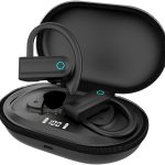Fone de Ouvido com bateria de longa duração, Bluetooth Esportivo, Gancho de Orelha, com Microfone, Display Digital, Estojo de Carregamento, Preto