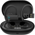 Fone de Ouvido com bateria de longa duração, Bluetooth Esportivo, Gancho de Orelha, com Microfone, Display Digital, Estojo de Carregamento, Preto - Imagem 2