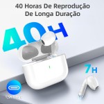 Fones de ouvido Bluetooth 5.3 sem fio, bateria com duração de 40 horas, carregamento USB-C, classificação de resistência à água IPX6, microfone embutido, compatíveis com Android e iOS J201 - Imagem 2