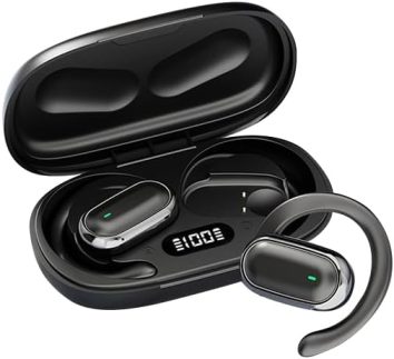 Fones de ouvido Bluetooth TWX compatíveis com Android e iOS Fones de ouvido Bluetooth leves sem fio com cancelamento de ruído preto/branco (Preto)