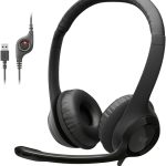 Headset com fio USB Logitech H390 com Almofadas Confortáveis, Controles de Áudio Integrado e Microfone com Redução de Ruído - Preto