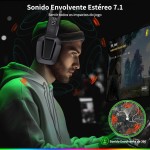 ILID Fone de Ouvido Gamer Bluetooth 5.2 com Microfone Removível,Conexão Dual(Sem Fio/Cabo 3.5mm),Alto-Falante 50mm,Surround 7.1,RGB,Bateria 1000mAh-Headset para PC/PS4/Escritório/TV(Preto) - Imagem 2