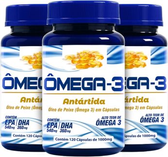 Kit 3x Ômega-3 Antartida Óleo de Peixe | Suplemento Alimentar Premium com EPA & DHA– 120 Cápsulas Combo Triplo