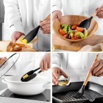 Kit Completo com 12 Peças Utensílios de Cozinha em Silicone com Cabo de Madeira Antiaderentes e Resistentes ao Calor (Preto) - Imagem 2