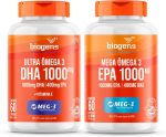 Kit Especial Omega 3 concentrado Meg-3, Ultra EPA, Mega DHA, com vitamina E,120 cápsulas, Biogens