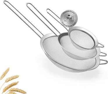 Kit Peneira de Cozinha Inox 304 Premium 3 Peças - Peneiras Finas para Farinha, Chá e Alimentos - Utensílios de Cozinha | Premium InoVibes