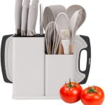 Kit Utensílios de Cozinha Branco 19 Peças Colher de Silicone e Madeira Conjunto Jogo | Organizar e Completar a Cozinha