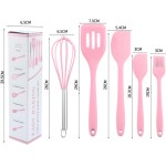 Kit de Utensílios de Cozinha em Silicone, 5 Peças, Inclui Fouet, Espátulas e Pincel, Resistente ao Calor 230°C, Antiaderente, Livre de BPA (Rosa) - Imagem 2