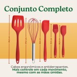 Kit de Utensílios de Cozinha em Silicone 5 Peças – Espátulas, Pincel e Fouet, Resistente ao Calor, Antiaderente (Preto) - Imagem 2