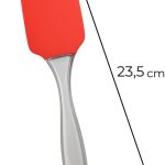 Kit de Utensílios de Cozinha em Silicone, Espátula e Pincel com Cabo em Acrílico Transparente, Vermelho, 20,5cm e 23cm, Resistente ao Calor até 230°C
