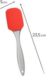 Kit de Utensílios de Cozinha em Silicone, Espátula e Pincel com Cabo em Acrílico Transparente, Vermelho, 20,5cm e 23cm, Resistente ao Calor até 230°C