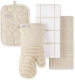KitchenAid Onion Quilt KT OM PH Toalha de cozinha, conjunto de luva de forno e pegador de panela, milkshake