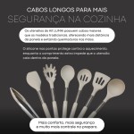 LUMAI Kit 8 Utensílios de Cozinha Grandes em Silicone e Aço Inox, Resistentes ao Calor, Antiderrapantes e Antirriscos, Acessórios de Cozinha Espátula, Colher, Pegador de Massa, Concha e Mais – Bege - Imagem 2