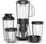 Liquidificador Arno Actimix Compact Blender LQ01, 500W, Inox, com copos de 250ml, 500ml e 750ml, 10 Peças, Lâminas para Misturar e Triturar, Ideal para Smoothies e Shakes, 220V