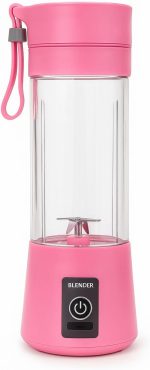 Liquidificador Portatil Recarregavel USB 6 Laminas 380ml Ideal para Sucos Vitaminas e Shakes (rosa)