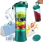 Liquidificador portátil para vitaminas, sucos espremidos na hora, milk shakes e alimentos para bebês, 590 ml, sem BPA, adequado para esportes ao ar livre, família, viagens. (verde))