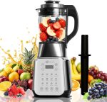 Liquidificadores de vidro para cozinha – Liquidificador profissional de aço inoxidável para motor de smoothies de 1500 W, combo de processador de alimentos, 9 velocidades ajustáveis, 14 programas