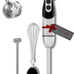 Megawise Liquidificador manual de alta potência: potência máxima de 400 W com acessórios 3 em 1 versáteis (eixo de mistura, batedor, picador); design ergonômico com controle de velocidade ajustável