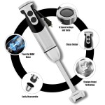 Megawise Liquidificador manual de alta potência: potência máxima de 400 W com acessórios 3 em 1 versáteis (eixo de mistura, batedor, picador); design ergonômico com controle de velocidade ajustável - Imagem 2