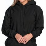 Moletom Liso Flanelado Feminino Blusa De Frio Canguru Sem Estampa com Capuz