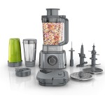 Ninja Conjunto de liquidificador e processador de alimentos, Foodi Power Blender System para smoothies, tigelas, pastas e batidos, 6 funções, jarra de vidro de 2,041 g, copos para viagem, prata, SS401