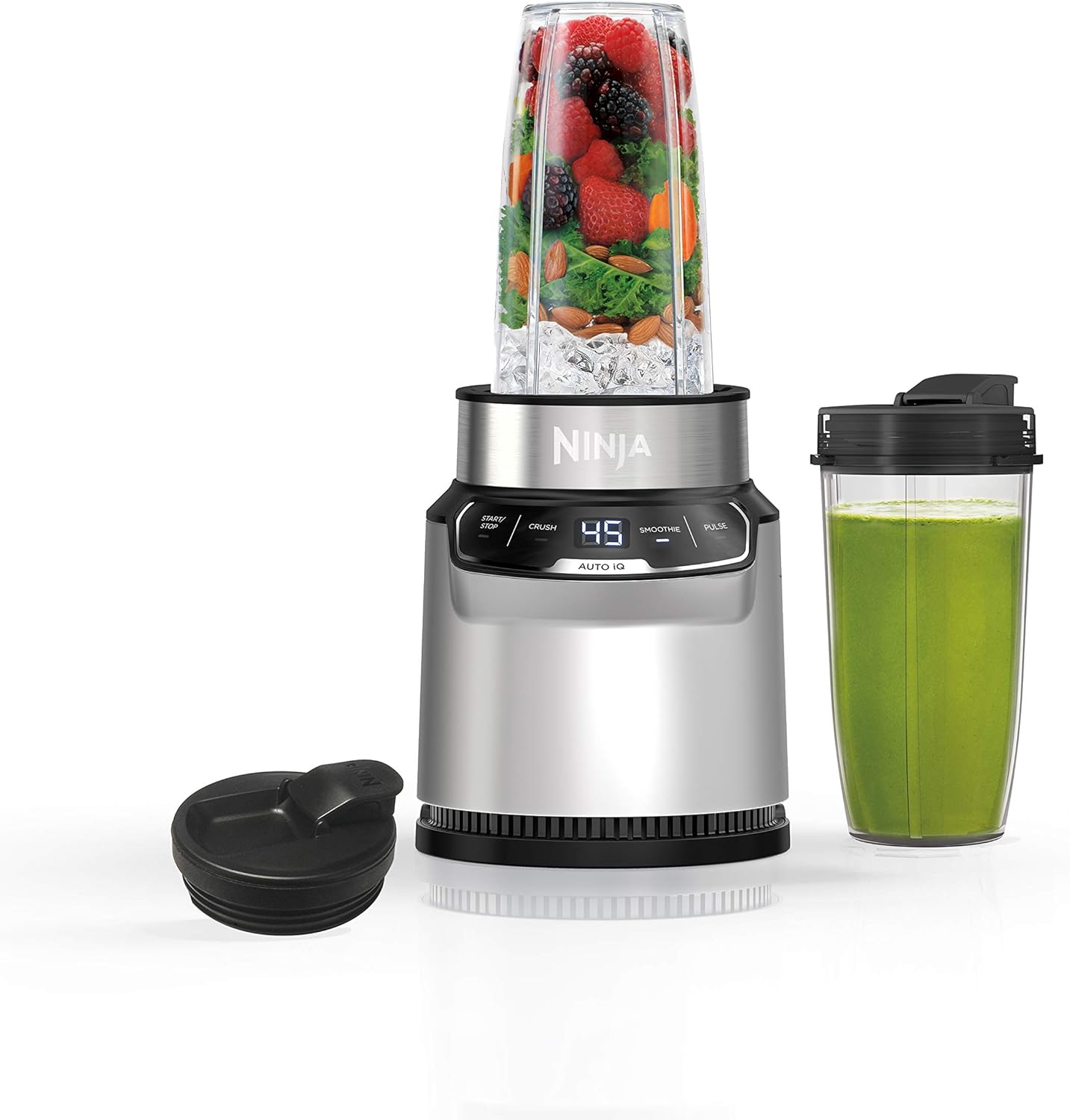 Ninja-Liquidificador-pessoal-compacto-BN401-Nutri-Pro-tecnologia-Auto-iQ-1000.jpg Ninja Liquidificador pessoal compacto BN401 Nutri Pro, tecnologia Auto-iQ, 1000 watts de pico, para bebidas congeladas, vitaminas, molhos e muito mais, com (2) copos e tampas de bico para viagem de