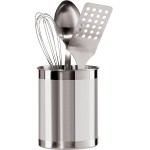 Oggi Suporte de utensílios de aço inoxidável – 12,7 cm de diâmetro, suporte de utensílios, base ponderada para estabilidade – Organizador de utensílios de tamanho maior, aço inoxidável - Imagem 2