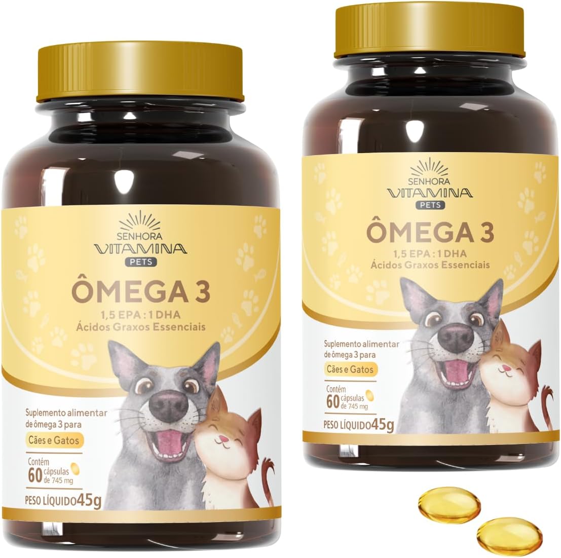 Omega-3-Pets-Para-Caes-E-Gatos-500mg-Epa-Dha.jpg Ômega 3 Pets Para Cães E Gatos 500mg Epa Dha (120 Cápsulas) (2 Potes)