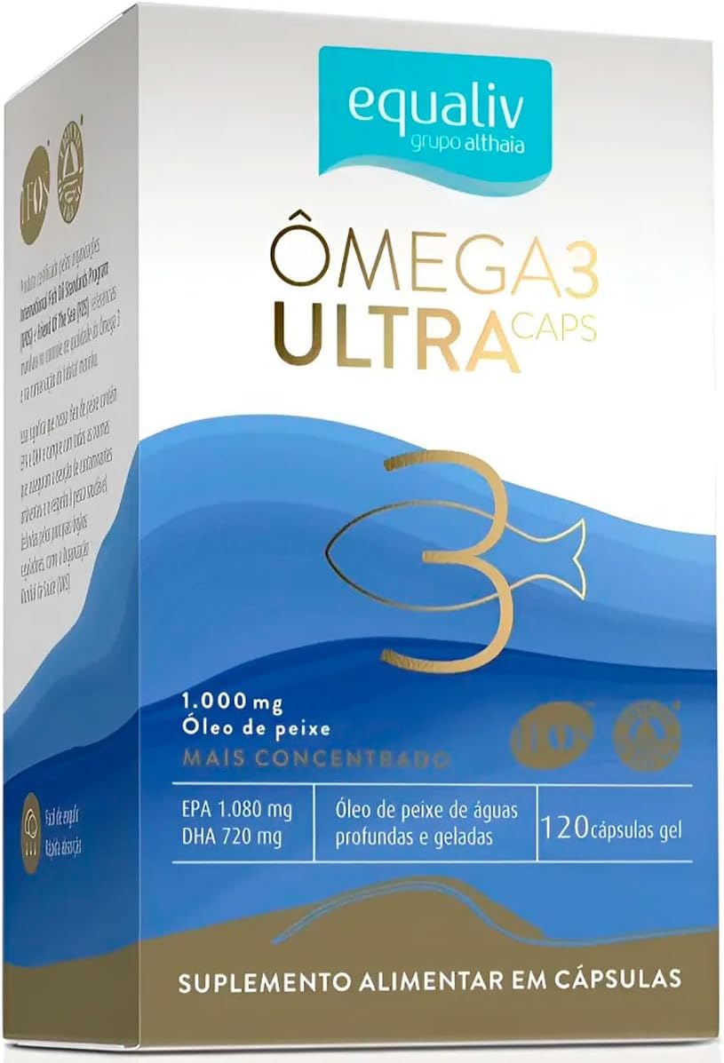 Omega-3-Ultra-Caps-Concentrado-1080mg-EPA-720mg-DHA-Oleo.jpg Ômega 3 Ultra Caps Concentrado 1080mg EPA 720mg DHA Óleo de Peixe 120 Cápsulas Equaliv