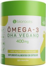 Ômega 3 Vegano 400 mg 60 Cápsulas - Bioroots - Saúde cardíaca